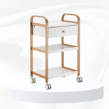  Kệ xe đẩy gỗ có hộc tủ, chân sắt K207 