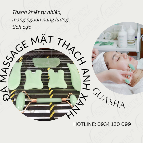  Đá massage mặt thạch anh xanh 