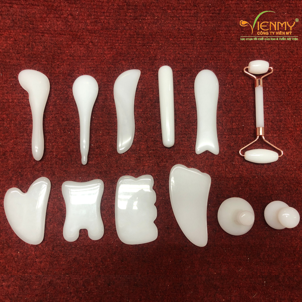  Bộ đá thạch anh trắng massage mặt 