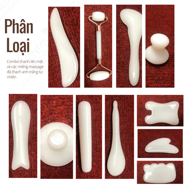  Bộ đá thạch anh trắng massage mặt 
