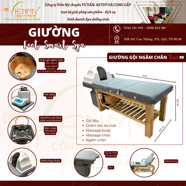  Giường gội ngâm chân Foot Smart Spa 