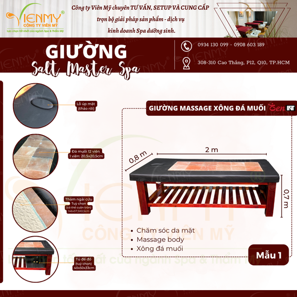  Giường massage đá muối Salt Master Spa - Mẫu 1 
