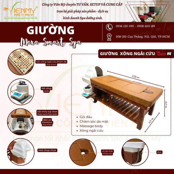  Giường gội xông ngải cứu Moxa Smart Spa 