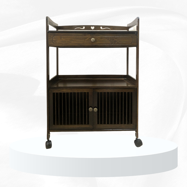  Kệ tre 3 tầng khắc hoa văn có hộc tủ DD48 