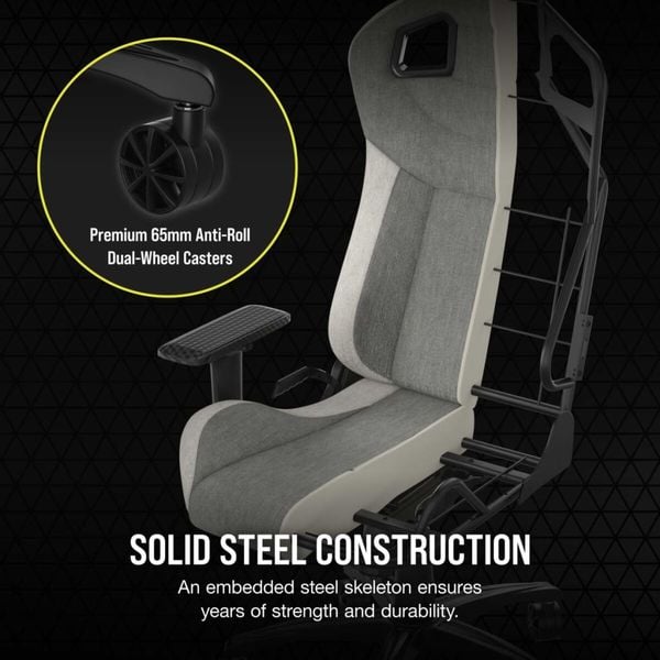  Ghế gaming CORSAIR T3 RUSH | Đen, 120kg, Chân xoay, Lưng vải (CF-9010057-WW) 