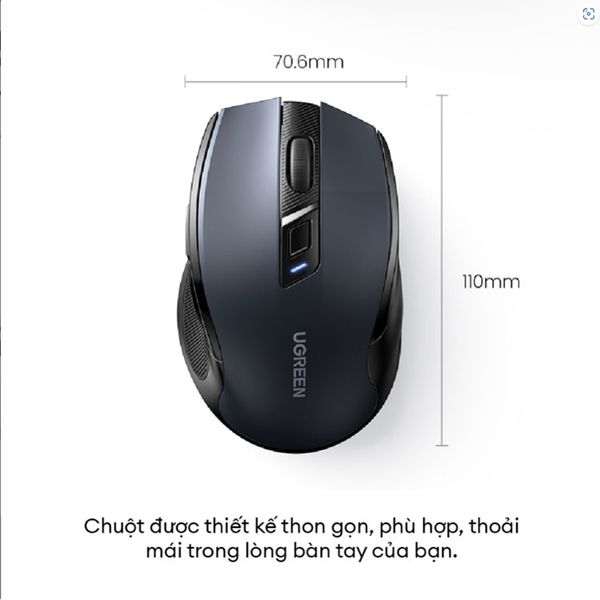 Chuột không dây Ugreen Ergonomic Ugreen 15063 Black (Receiver) 