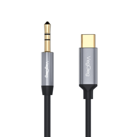 Cáp chuyển Type C sang Audio DC 3.5mm Veggieg V-A624, 1m (Tích hợp chipset DAC)
