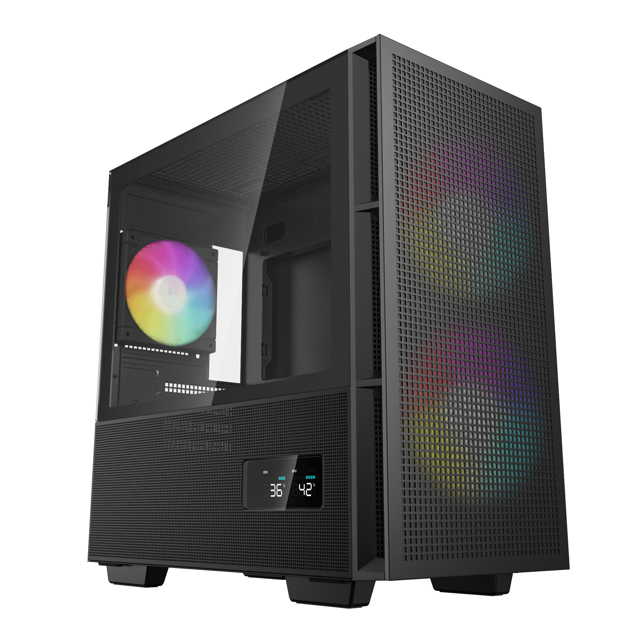 Thùng máy Case Deepcool CH360 Digital - Đen | Kèm sẵn 3 fan ARGB