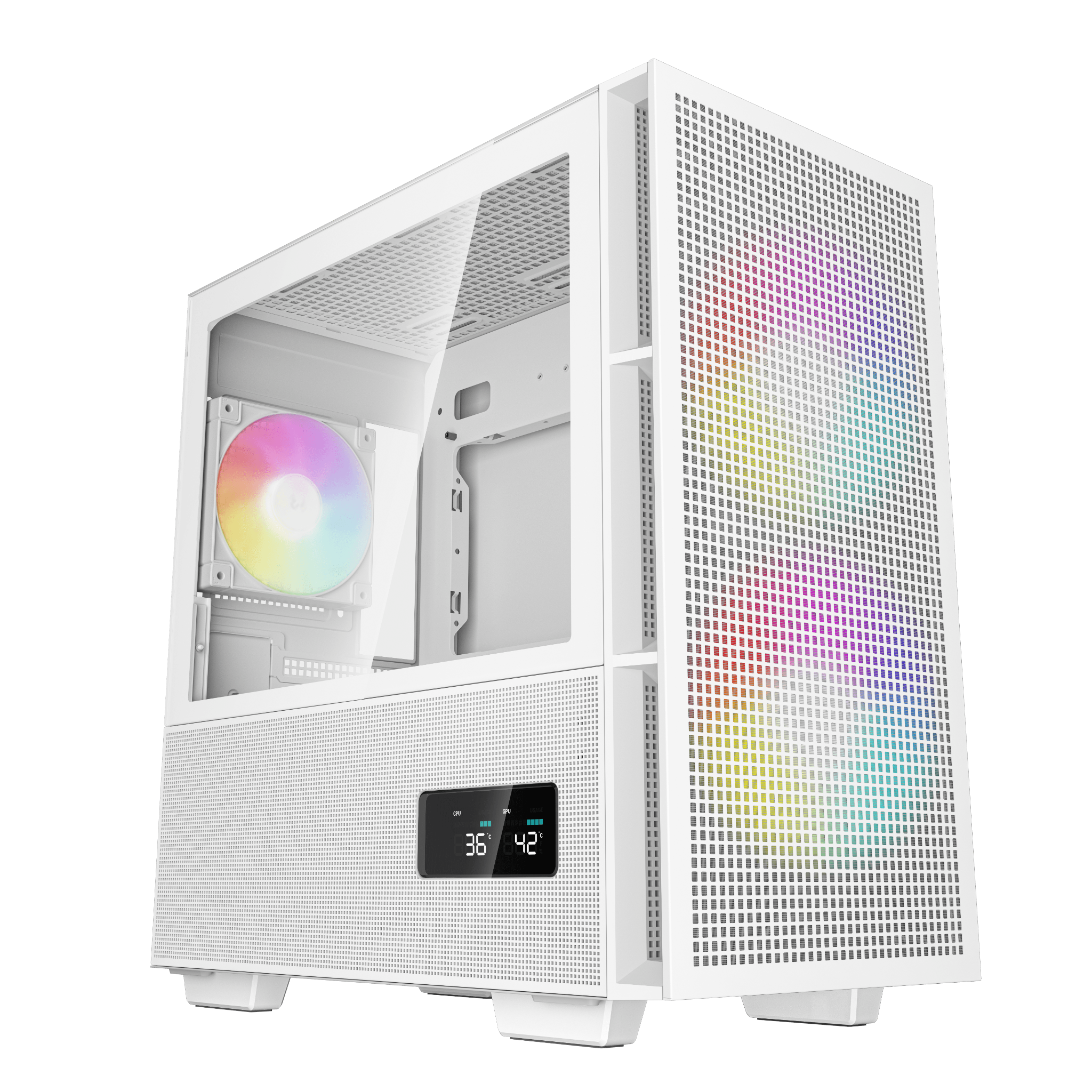 Thùng máy Case Deepcool CH360 Digital WH - Trắng | Kèm sẵn 3 fan ARGB