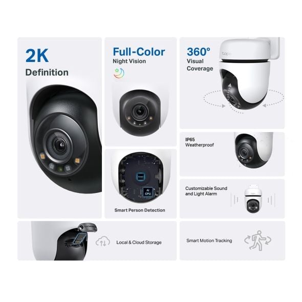  Camera WiFi ngoài trời TP-Link Tapo C510W | 3MP, 2K, Hồng ngoại, 360° 