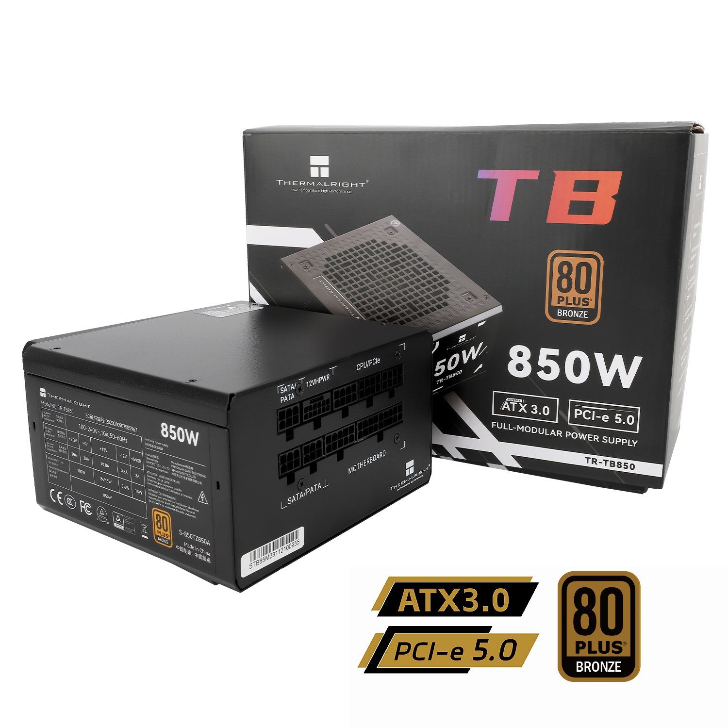 Nguồn Thermalright TB-850 - Đen, nhập khẩu | 850W, 80 Plus Bronze, Full Modular