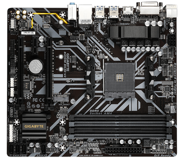  Mainboard Gigabyte B450M DS3H V2 (rev. 1.x) | AMD B450, Socket AM4, Micro ATX, 4 khe DDR4 