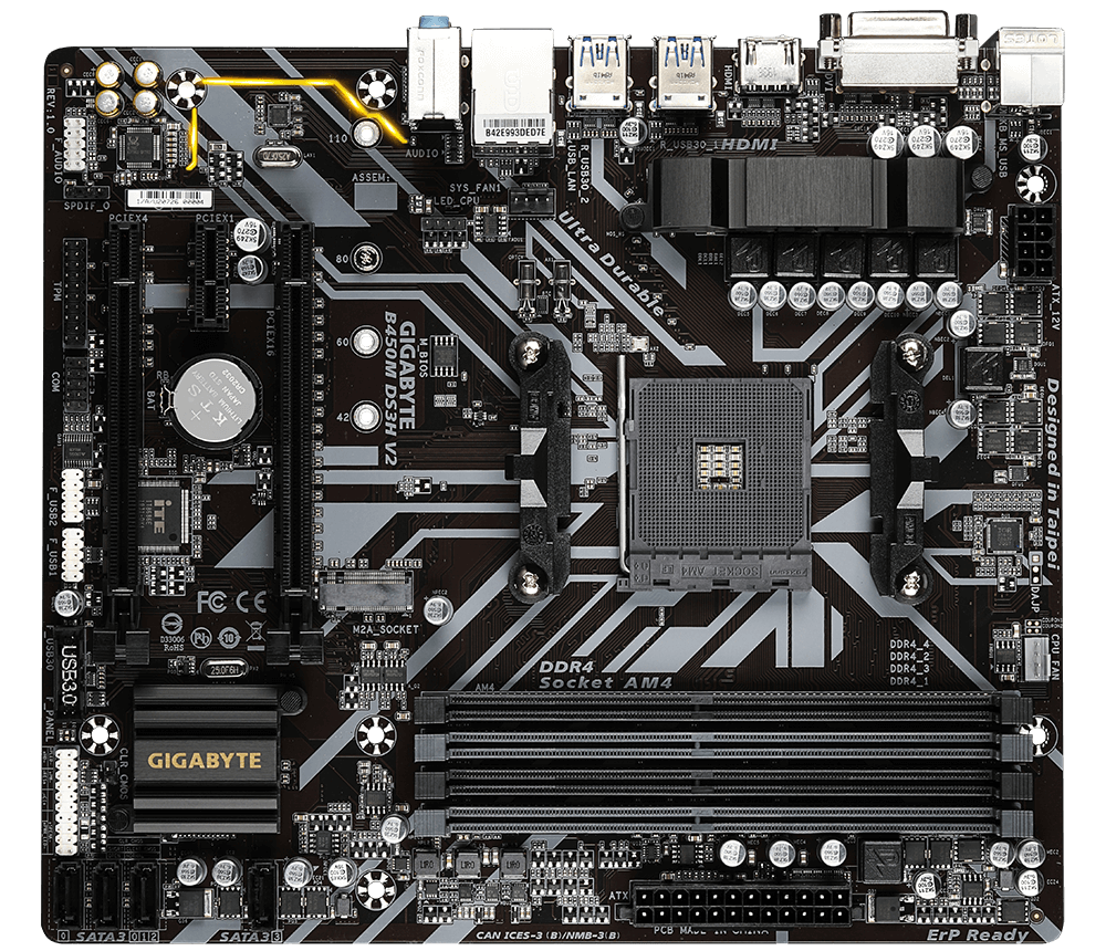 Mainboard Gigabyte B450M DS3H V2 (rev. 1.x) | AMD B450, Socket AM4, Micro ATX, 4 khe DDR4