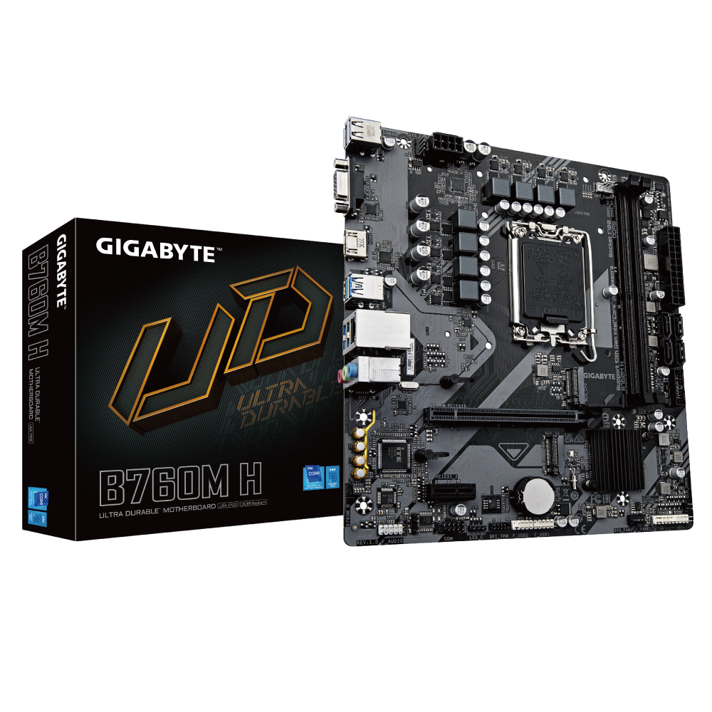 Mainboard Gigabyte B760M H (rev. 1.0) Ultra Durable | Intel B760, Socket 1700, Micro ATX, 2 khe DDR5