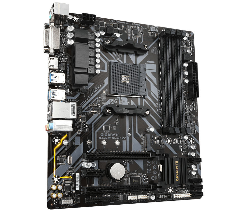 Mainboard Gigabyte B450M DS3H V2 (rev. 1.x) | AMD B450, Socket AM4, Micro ATX, 4 khe DDR4