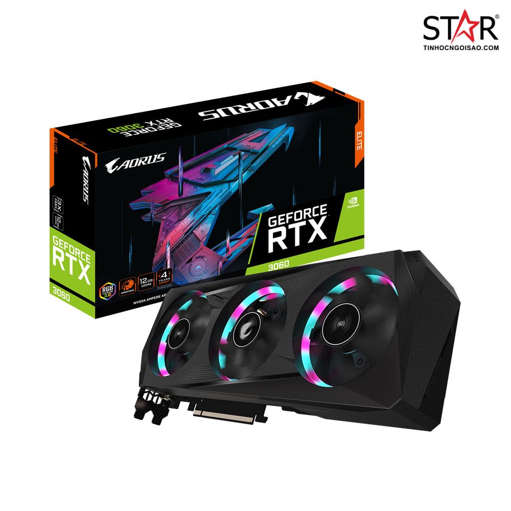 VGA Gigabyte RTX 3060 12GB GDDR6 Aorus Elite V2 (GV-N3060AORUS E-12GBD) (rev. 2.0)