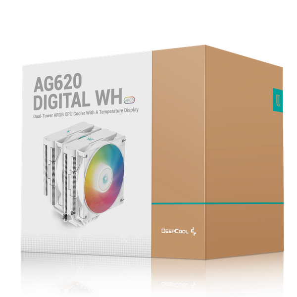  Tản nhiệt khí Deepcool AG620 Digital WH | ARGB Display, Trắng 