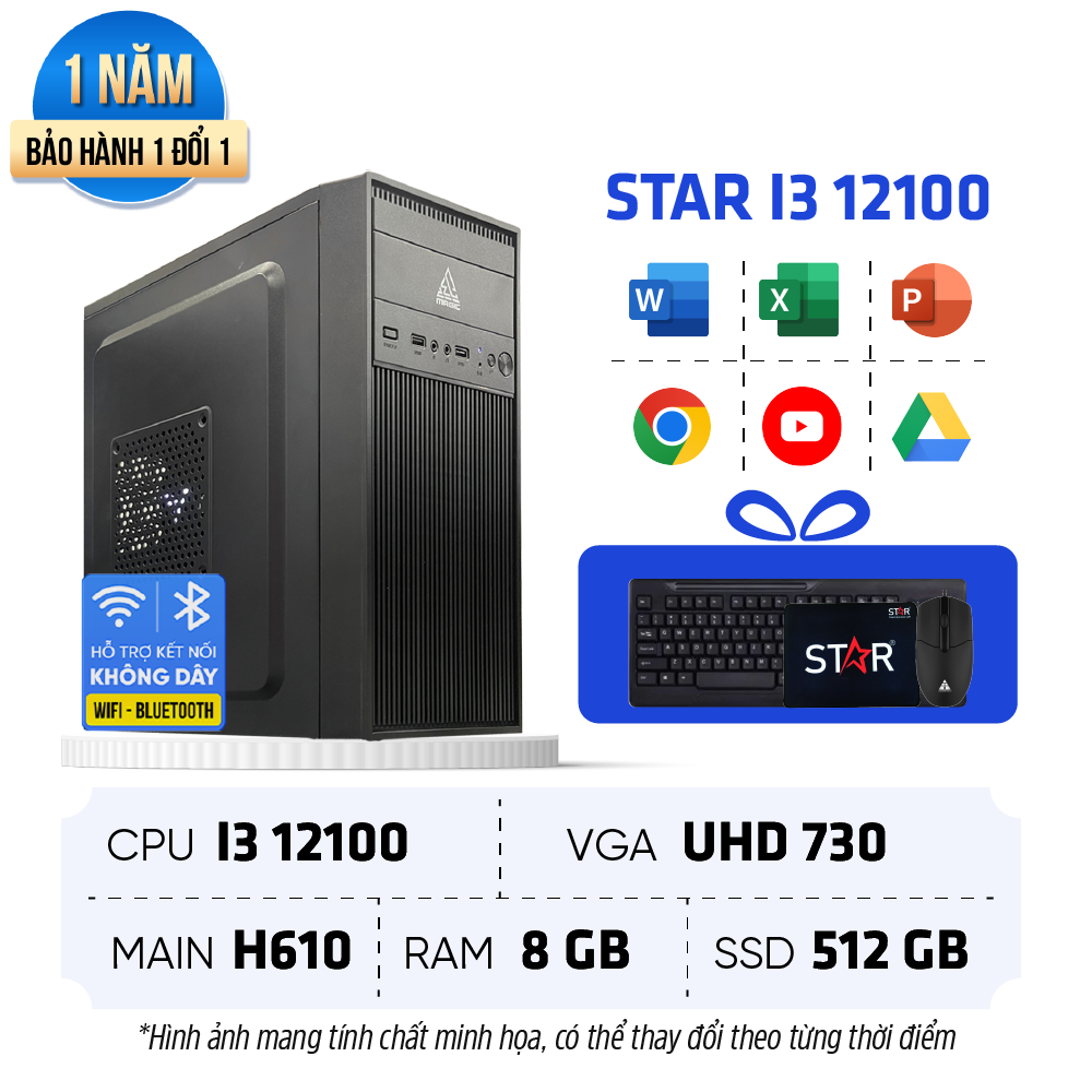 PC Văn Phòng STAR | I3 12100/ RAM 8GB/ SSD 256GB, Intel ( GIÁ ĐÃ CÓ VAT )