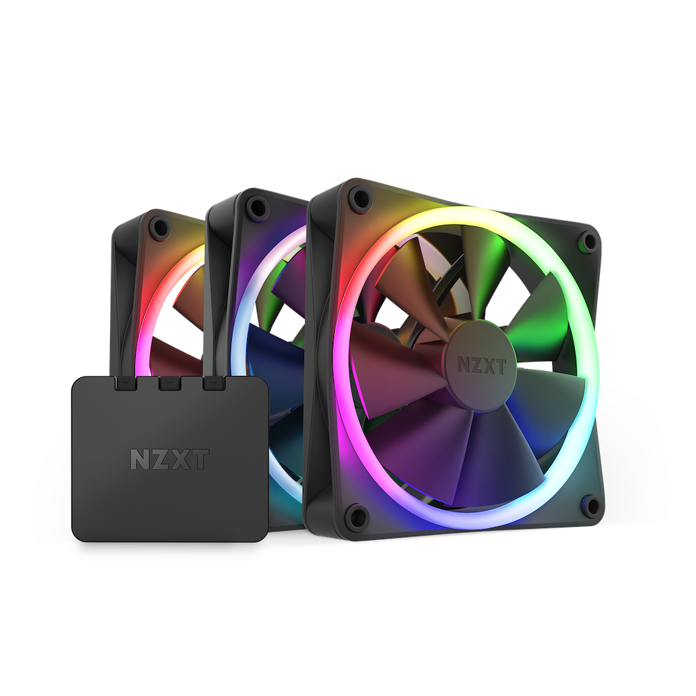 Fan Case NZXT F120 RGB Triple Pack - Đen | Kit 3 fan, RGB, kèm HUB (Ring LED)