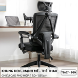  Ghế công thái học OEM TSA07 | Đen, 120kg, Chân xoay, Lưng lưới, 0.Mới.Ghế Công Thái Học Tsa07; Màu Đen. (Ean 0) Bh 12T 