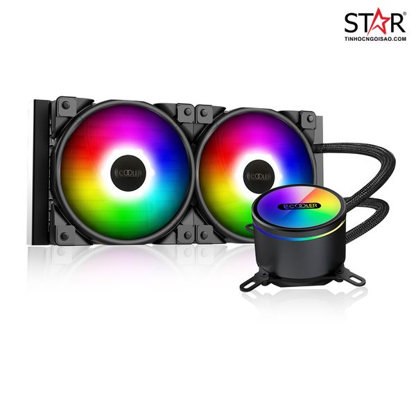  Tản nhiệt nước PCCOOLER GI-CX240 | ARGB, Đen 