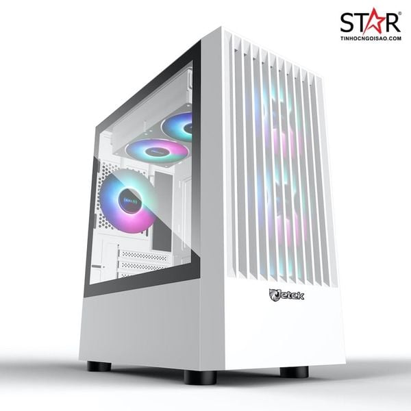  Thùng máy Jetek Game – X1 Tặng 3 Fan RGB (Trắng) 