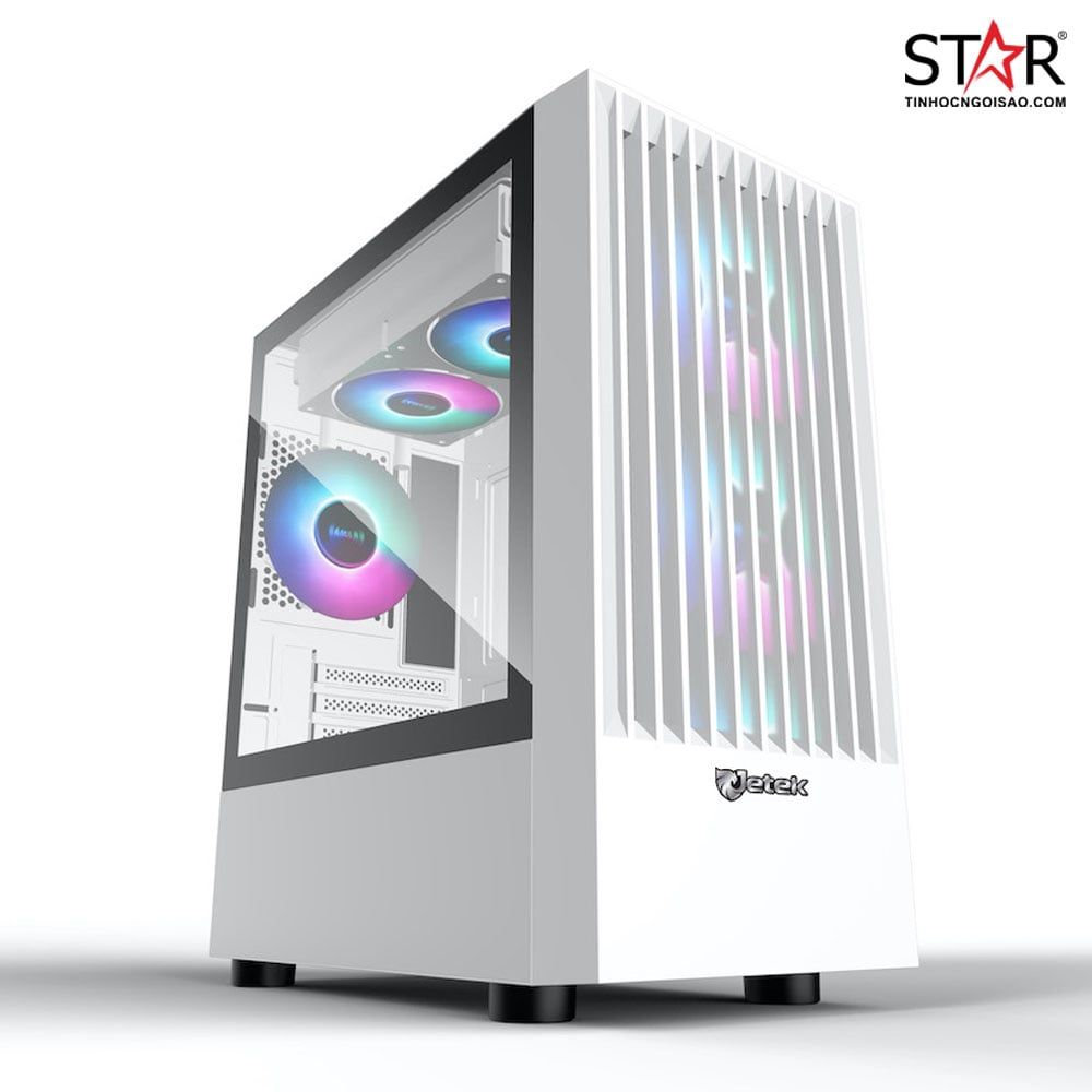 Thùng máy Jetek Game – X1 Tặng 3 Fan RGB (Trắng)