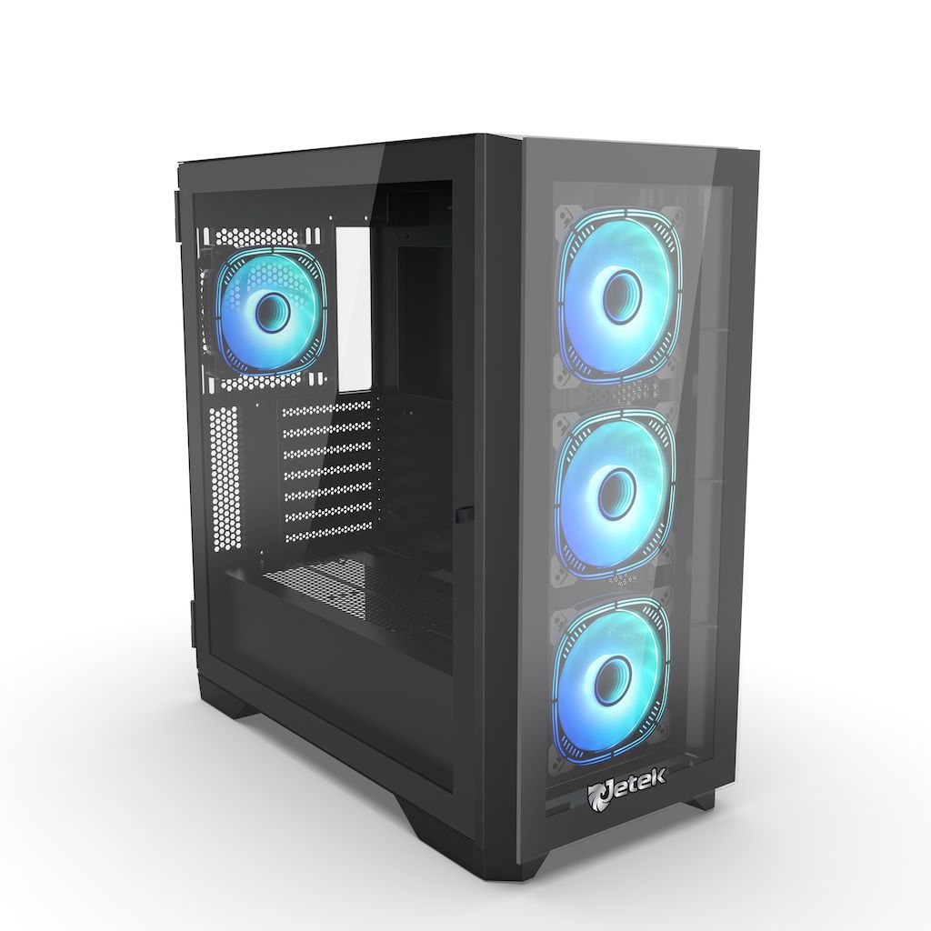 Thùng máy Case Jetek Gaming Squid Z6 Đen - Kèm sẵn 4 Fan RGB