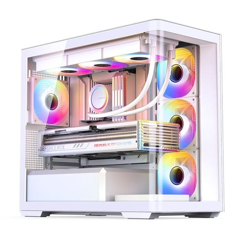 Thùng máy Jonsbo D300 - White | Micro ATX, kính cong