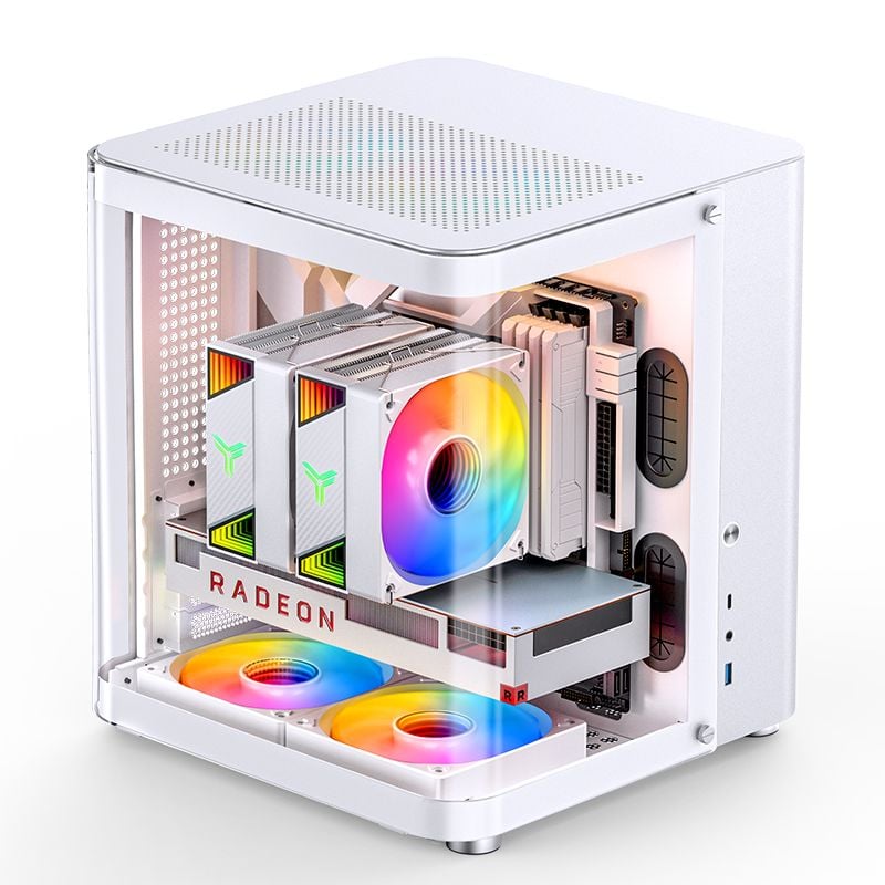 Thùng máy Case Jonsbo TK-1 2.0 - Trắng bạc | Micro-ATX