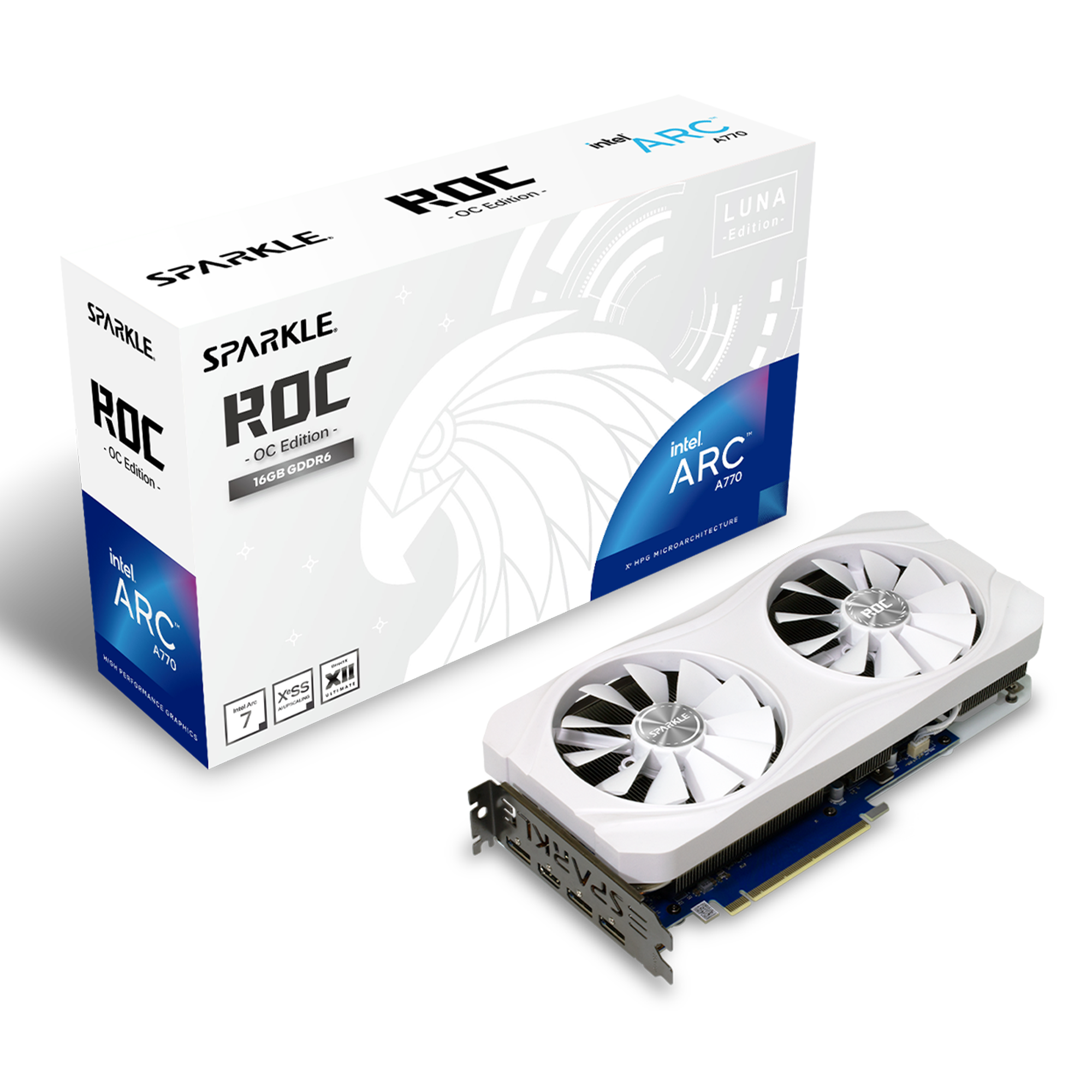 Card màn hình VGA Sparkle Intel ARC A770 ROC OC Edition 16GB DDR6 White