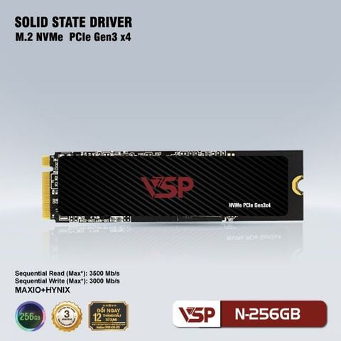 Ổ cứng SSD VSP N-256GB | 256GB, M.2 PCIe, Gen 3x4 NVMe