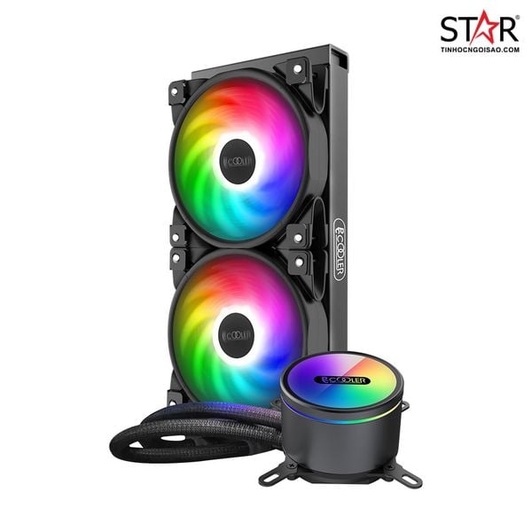  Tản nhiệt nước PCCOOLER GI-CX240 | ARGB, Đen 