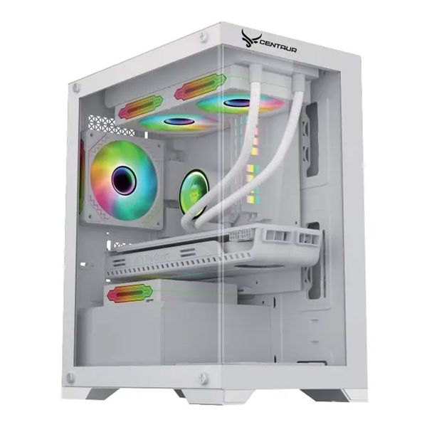  Thùng máy Centaur Lumix - Trắng | Khung ghép vô cực, Micro ATX, sẵn 3 fan RGB 