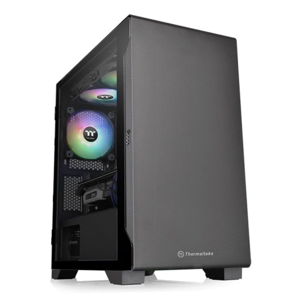 Thùng máy Thermaltake S100 Tempered Glass | Đen, Kèm sẵn 1 Fan Đen