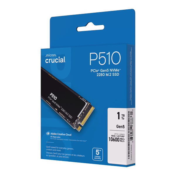  Ổ cứng SSD Crucial P510 1TB | PCIe Gen5 x4 NVMe, M.2 2280 (CT1000P510SSD8) 