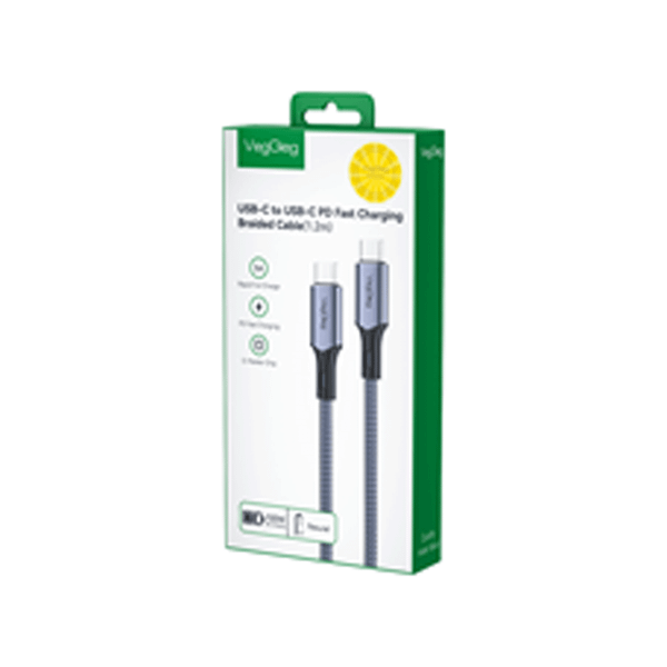  Cáp sạc nhanh Veggieg V-M002c | USB C sang USB C, 1.2m 