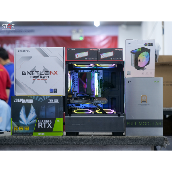  PC Gaming STAR Aether | Intel i5 12400F\ RTX 3060 12G\ H610M WIFI\ RAM 16GB\ SSD 512GB 