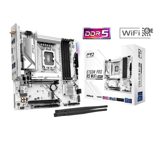  Mainboard ASRock B760M Pro RS Wifi White DDR5 | LGA 1700, mATX, 4 khe RAM 