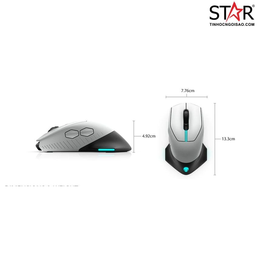 Chuột Dell Alienware 610M Wired/Wireless Gaming Mouse Xám (AW610M)