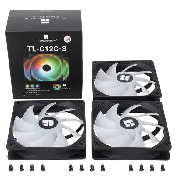 Quạt tản nhiệt PC Thermalright TL C12C S | Kit 3 fan 120mm, ARGB, Đen 