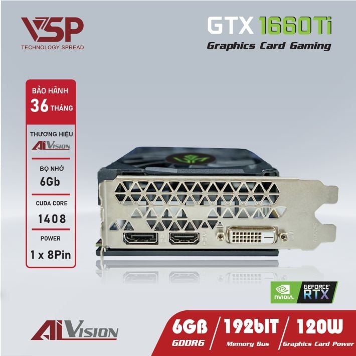 Card màn hình VGA AIVISION GTX  1660Ti 6GB OC