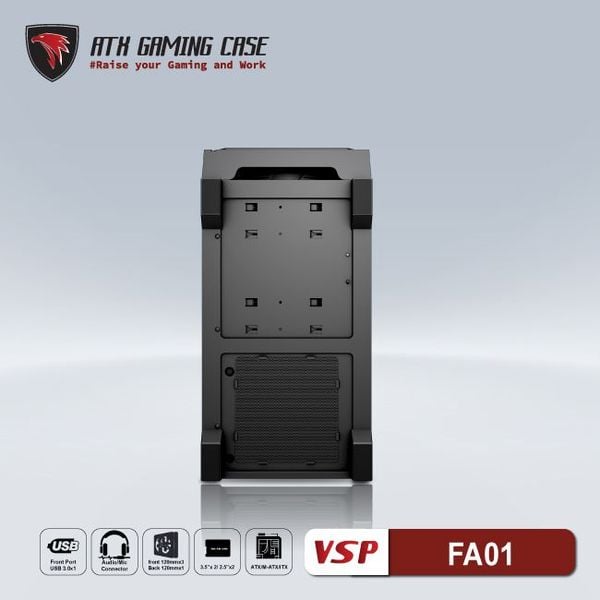  Thùng máy VSP Gaming FA-01 - Black | Support E-ATX, Workstation, Không kèm fan 