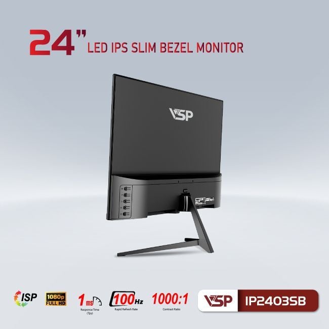 Màn hình VSP IP2403SB Đen | 23.8 inch, Full HD, IPS, 100Hz, 1ms, phẳng