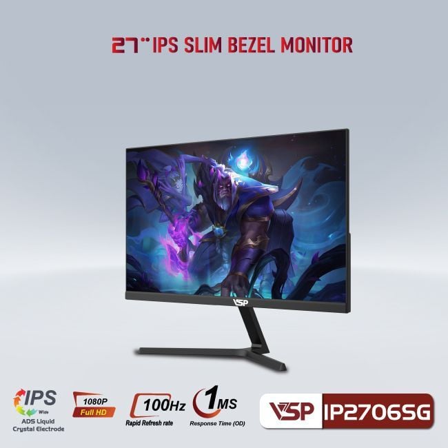 Màn hình Gaming VSP IP2706SG - Đen | 27 inch, Full HD, IPS, 100Hz, 1ms, phẳng