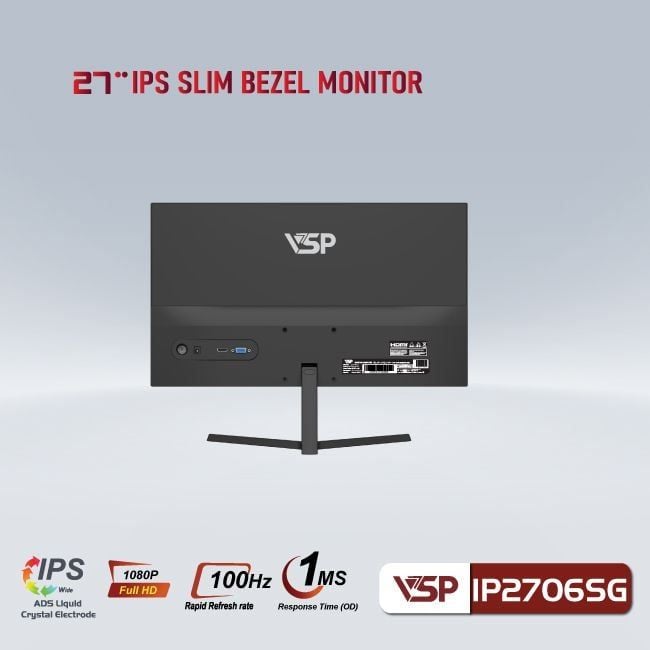 Màn hình Gaming VSP IP2706SG - Đen | 27 inch, Full HD, IPS, 100Hz, 1ms, phẳng