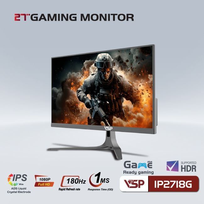 Màn hình Gaming VSP IP2718G | 27 inch, Full HD, IPS, 180Hz, 5ms, phẳng