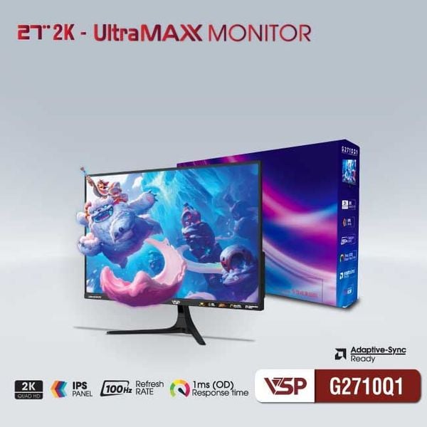 Màn hình Văn phòng VSP G2710Q1 | 27 inch, 2K/QHD, 100Hz, IPS 
