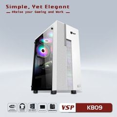 Thùng máy Case VSP ESport Gaming KB09 - Trắng | Nguồn dưới, không fan