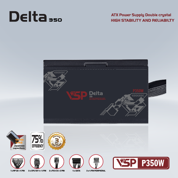  Nguồn máy tính VSP Delta P350 350W | Non Modular, ATX 